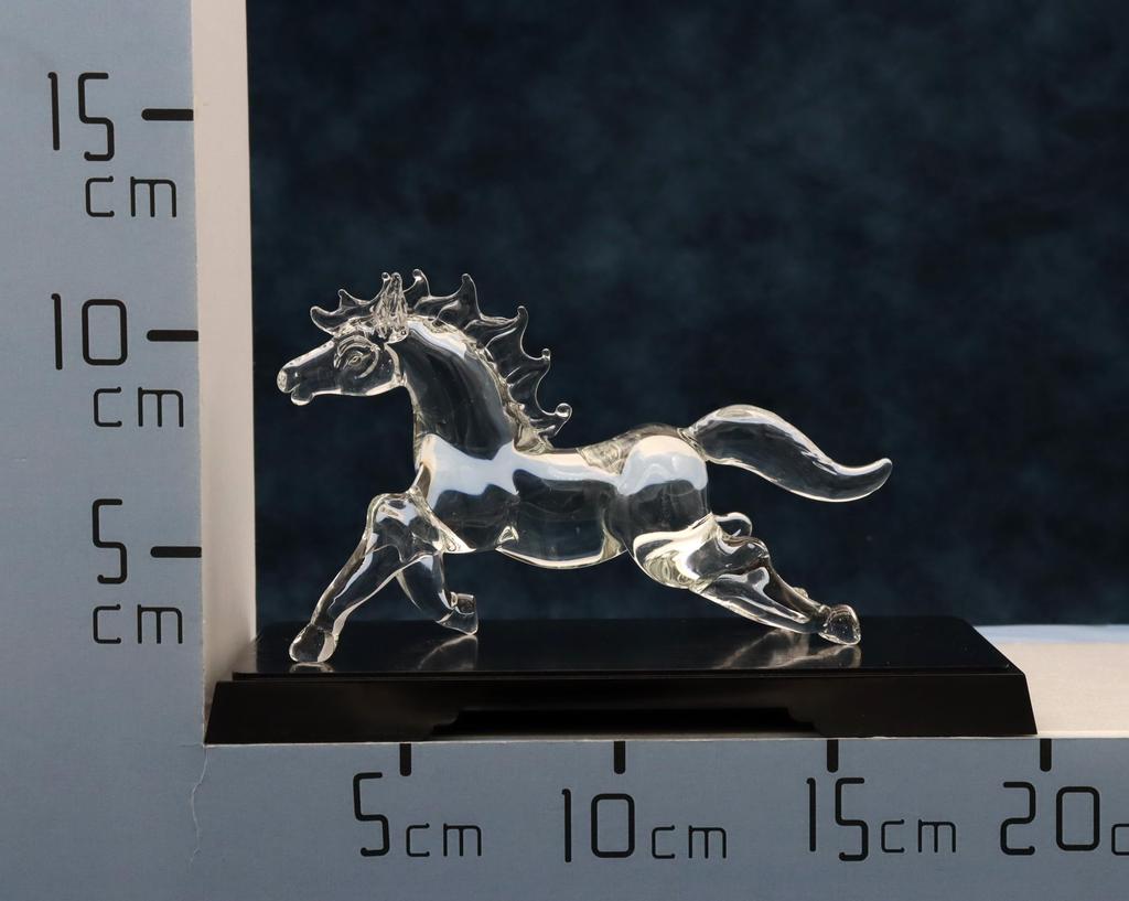 Glass Square Good Fortune Prayer Glass Horse Running - A Symbol of Vitality, Action, and Energy To Enhance Success (Large) Running Glass with Display