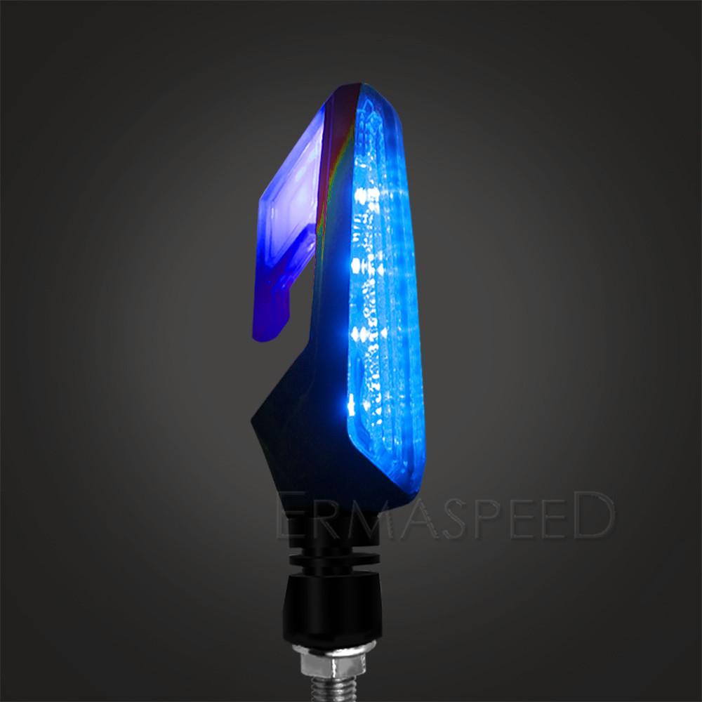 Pair Motorcycle LED Turn Signals ABS Plastic Amber Flashing Off Road Warning Lamp DRL Indicator Blinker for Motorbike