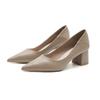 55 Temperament Pointed Thick Heel Shallow Mouth High Heels with Skirt Soft Leather Two Wear Single Shoes Women's Niche Design Sense