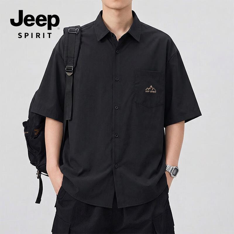 Мужская рубашка с коротким рукавом JEEP SPIRIT, хлопок с эффектом песочной стирки L