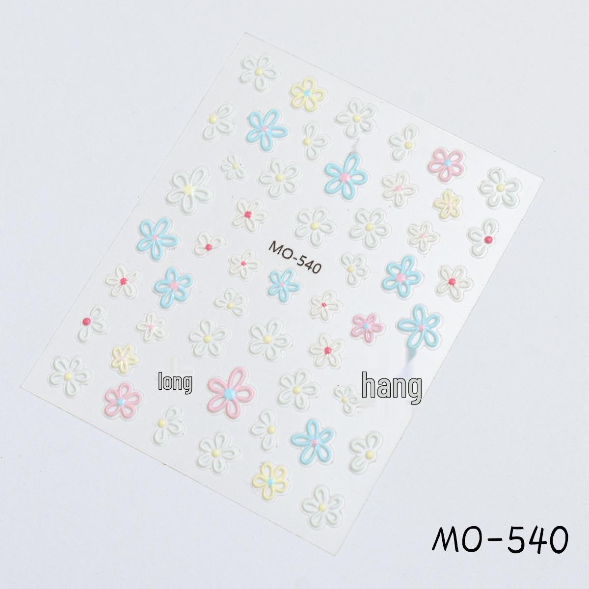 

3D Embossed Candy Color Floral Nail Stickers - Hand-Painted Fresh Five-Petal Flowers
