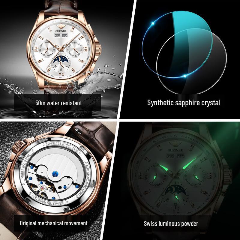 European Quality Men's Multifunctional Automatic Luminous Wristwatch