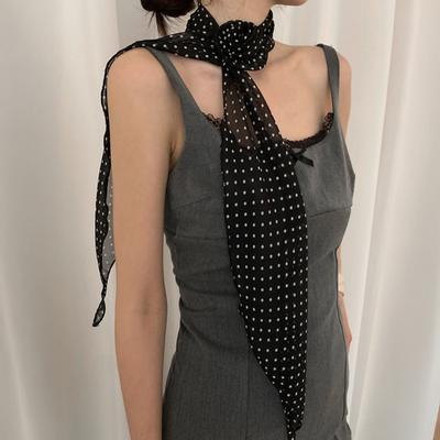 Ros Blomma Chiffong Genomskinlig Scarf Prickigt Mönster Lång Tunn Smal Chiffongband Scarf Vintage Silkeslen Halsduk Choker