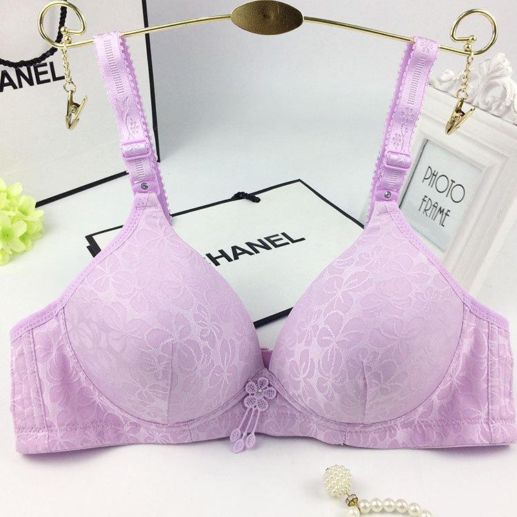 Women's solid color bra comfortable no steel ring bra no magnetic no steel ring middle-aged and elderly breathable underwear underwear direct batch