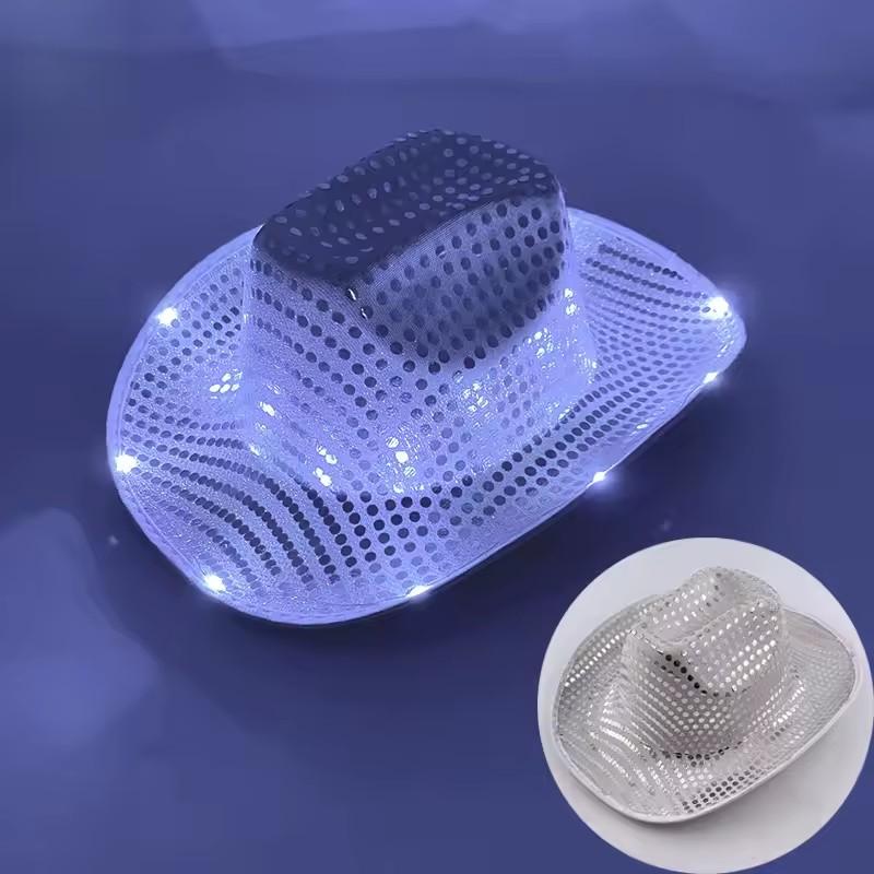 Blinky LED Light Cowboy Cowgirl Hat Flashing Cap Glowing Hat Carnival Men Women Bachelorette Party Wedding Bridal Supplies