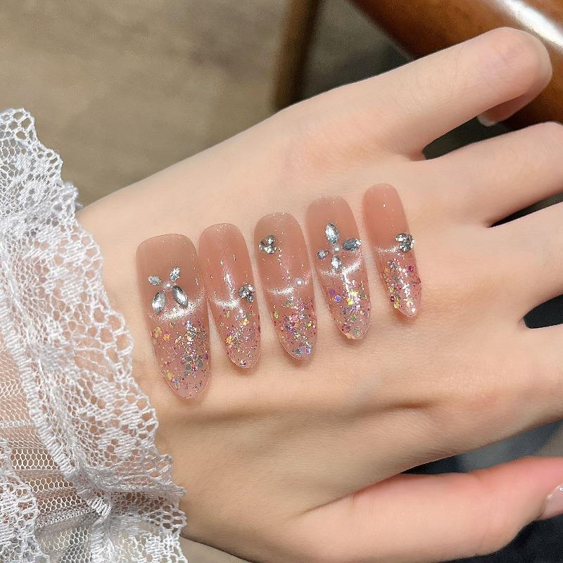 Cat's Eye Wearing Nail Pure Hand-made Nail Piece Fake Nail Wearing Nail Piece Advanced Sense Thin Dog Long