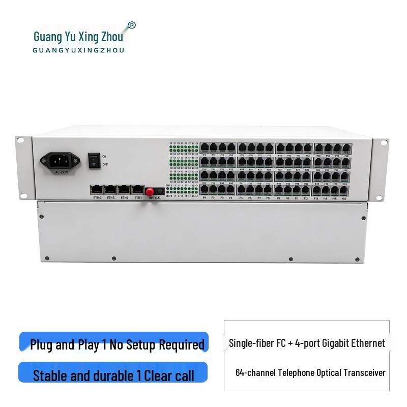 

Guangyu Xingzhou 64-Channel Phone & 4-Port Gigabit Ethernet Optical Transceiver