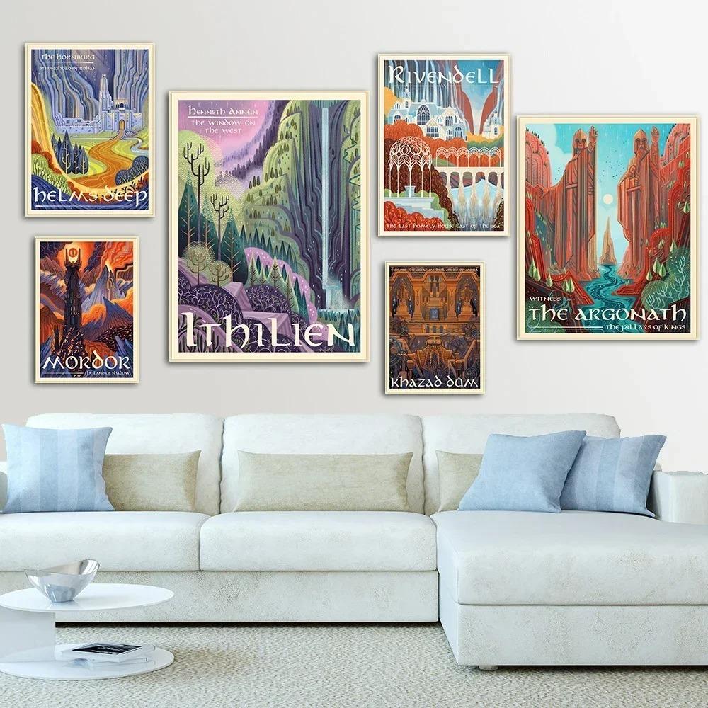 Middle Earth Landscape Lotr Posters Prints Tolkien Wall Art Canvas Painting Wall Pictures Travel Gift For Living Room Home Decor