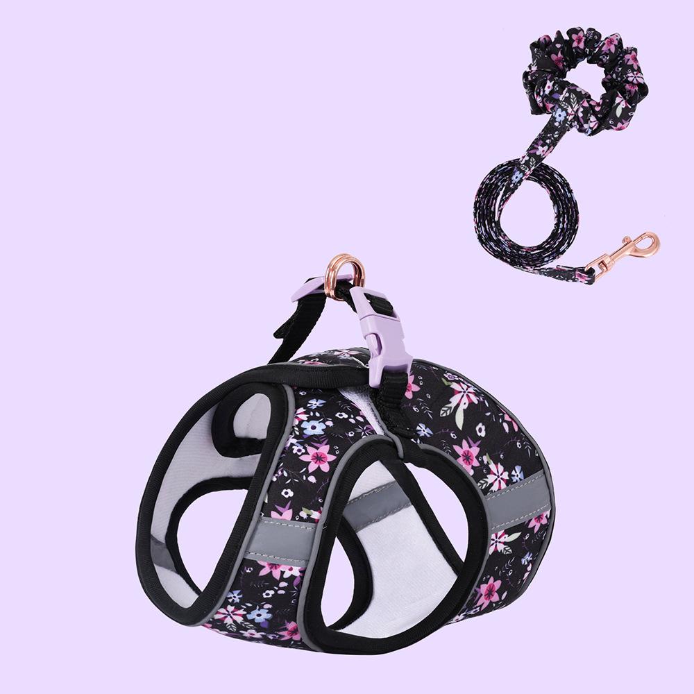 Small Dog Harness Vest Set Cute Traction Bracelet Medium Cat Collar Suit Soft Puppy Vest Harness Adjustable Pet Accessories