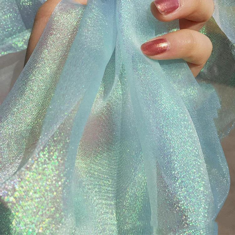 100x150cm țesătură din organza cu sclipici strălucitoare, voal, culoare magică, tifon, cusut fuste, fundal, decorare pentru scenă, pânză fluorescentă