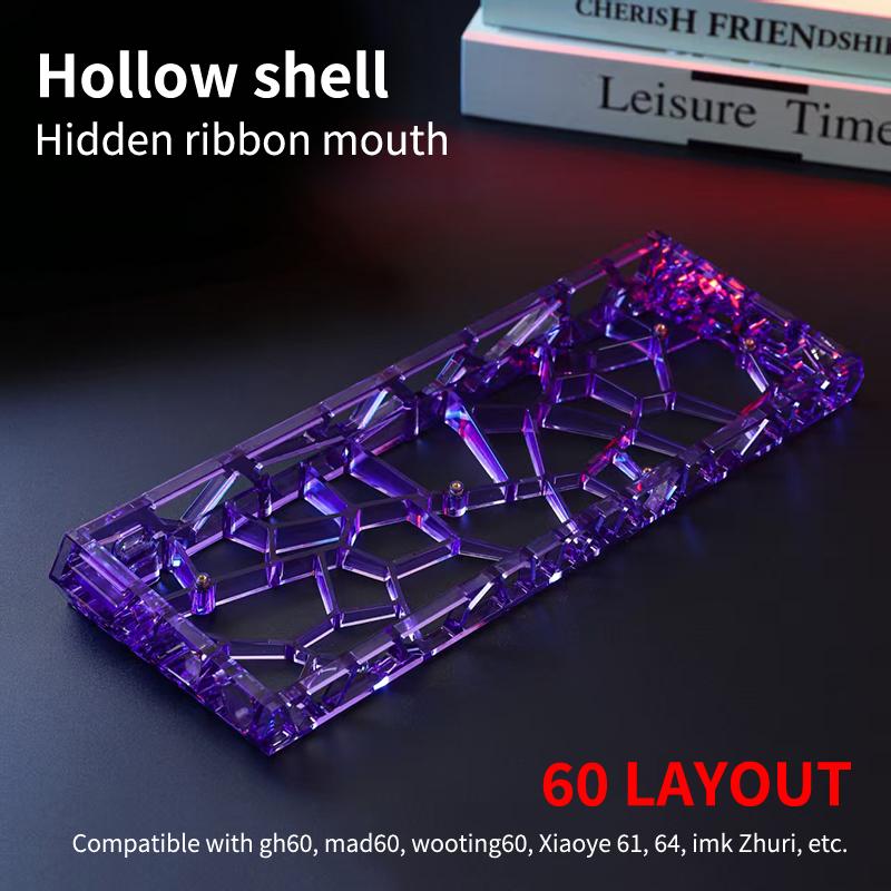 GH60 Hollow Transparent Keyboard Shell, Universal 60% Layout Case For Mechanical Keyboard DIY Custom Accessories