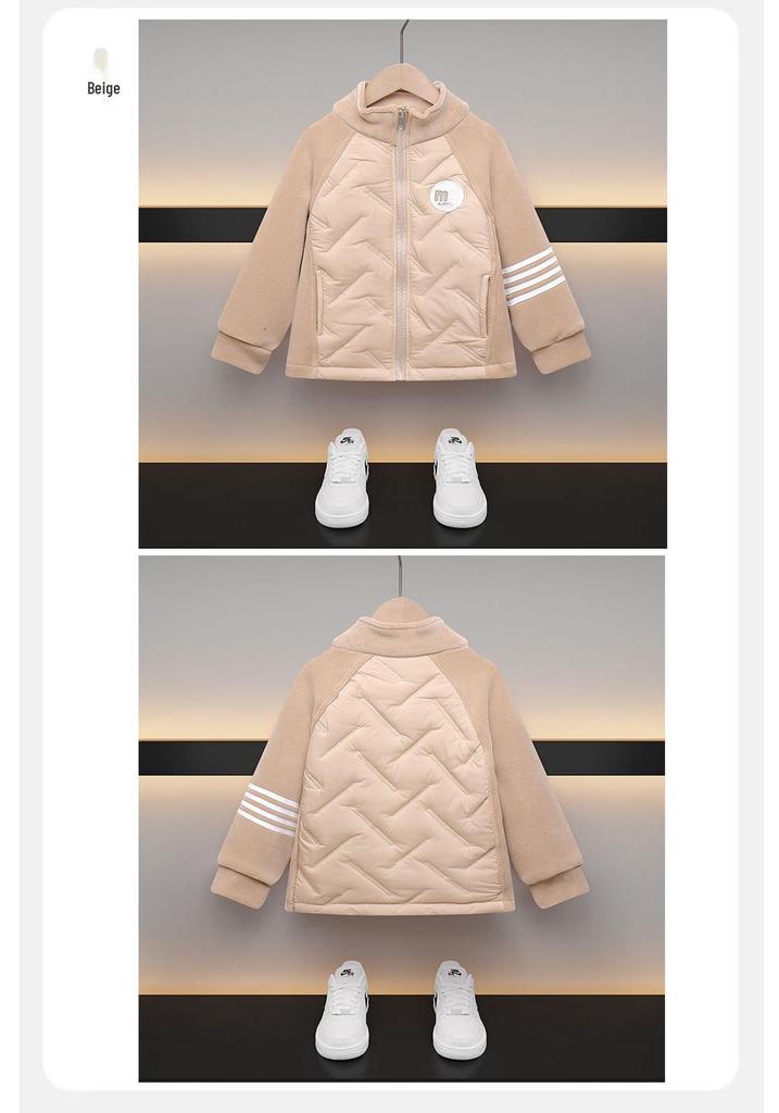 Children's Autumn/Winter School Uniform: Padded Jacket with Velvet Top for Boys & Girls - Warm Cotton Clothing for Medium & Older Kids.
