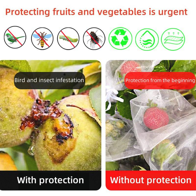 20-100pcs Grapes Fruit Grow Bags Netting Mesh Strawberry Vegetable Plant Protection Bags For Pest Control Anti-Bird Garden Tools