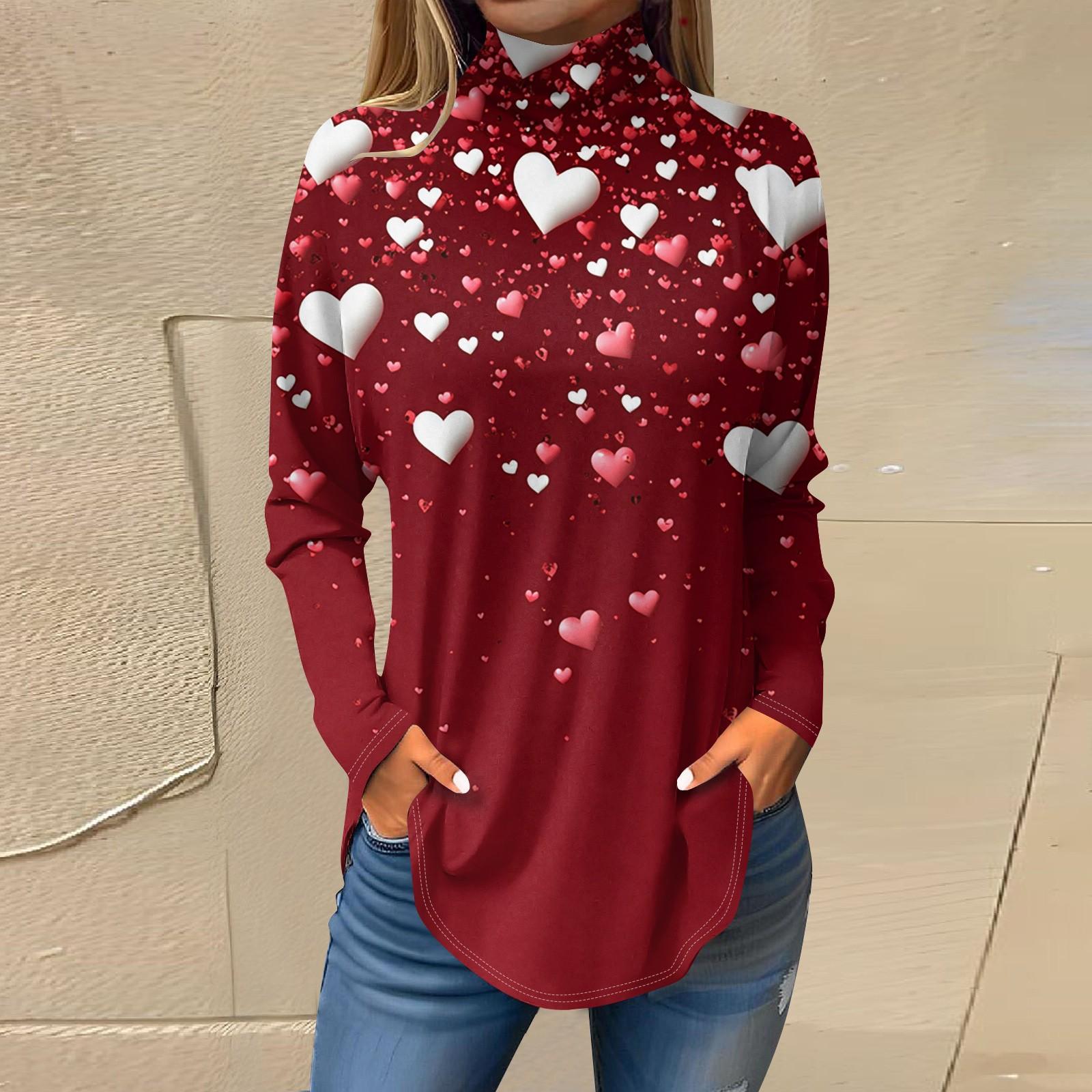 

Футболки для женщин, осенние повседневные рубашки с длинным рукавом, толстовка с принтом, топ с высоким воротом, пуловер XXXL