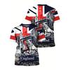 Camiseta Gráfica Británica de Londres para Hombre Diseño Impresión 3D Camiseta de Inglaterra Deportiva Holgada Camisetas Tops Cuello Redondo Mangas Cortas