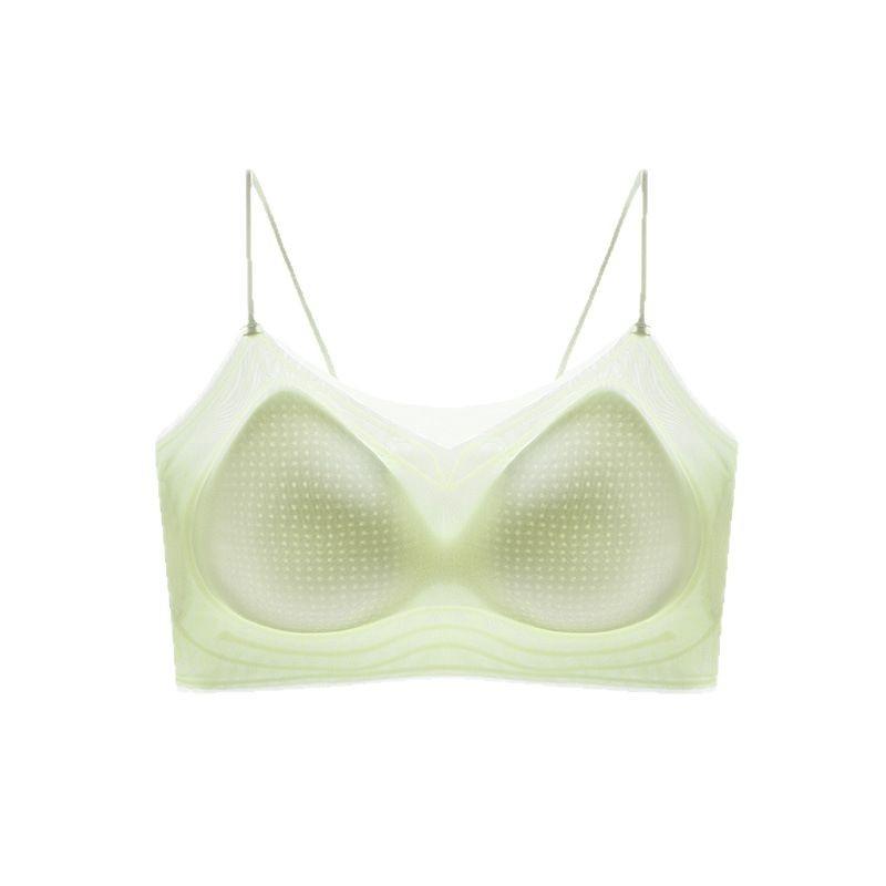 Summer ice silk cool thin seamless jelly glue soft support gathering vest type beauty back text