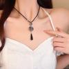 New Chinese Retro Safety Buckle Fringed Necklace Female Antique Zen Collarbone Chain with