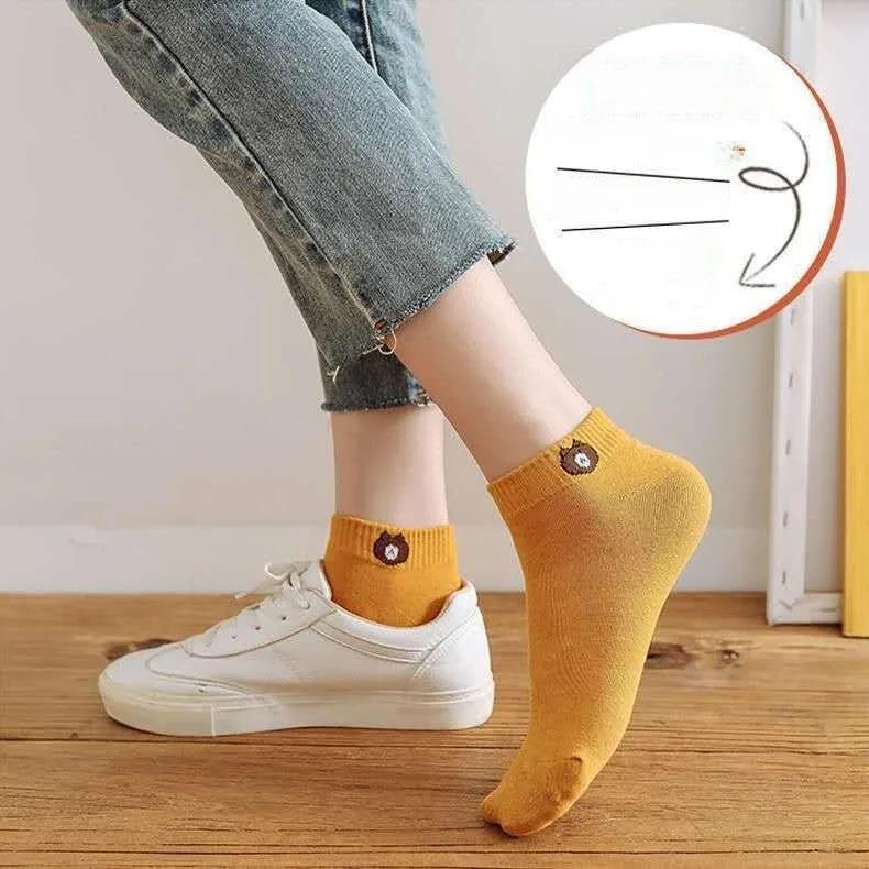 10 perechi de șosete de iarnă pentru femei, ursuleț, respirabili, menține căldura, șosete antiderapante