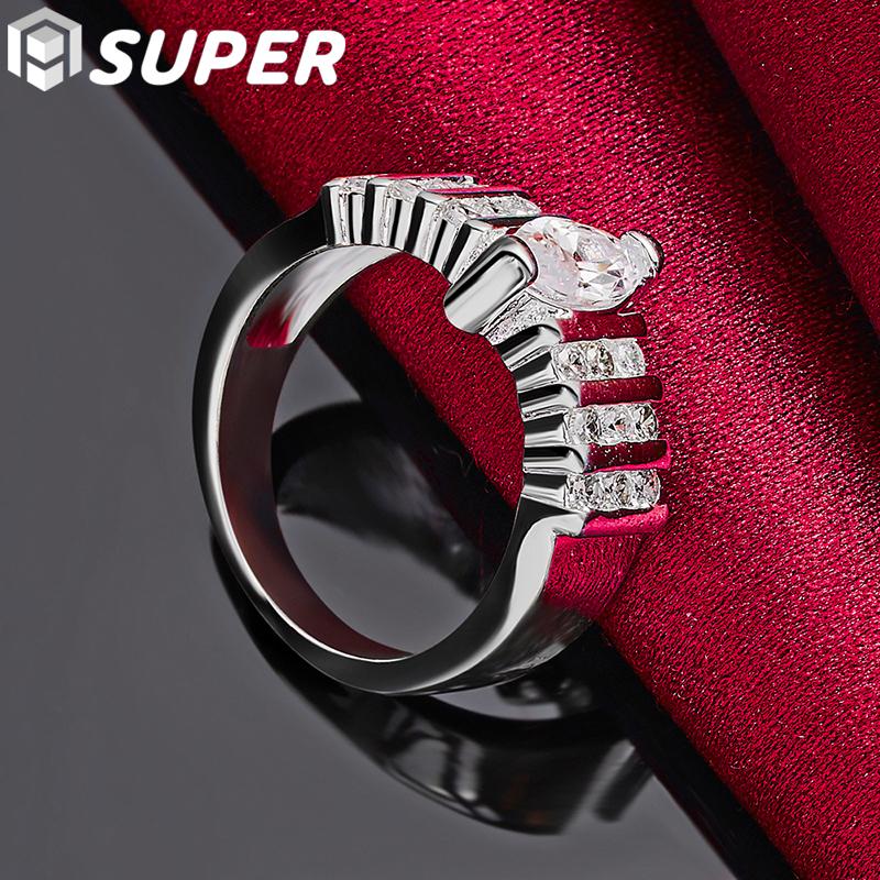 Oválny okrúhly zirkónový prsteň AAA zo striebra 925