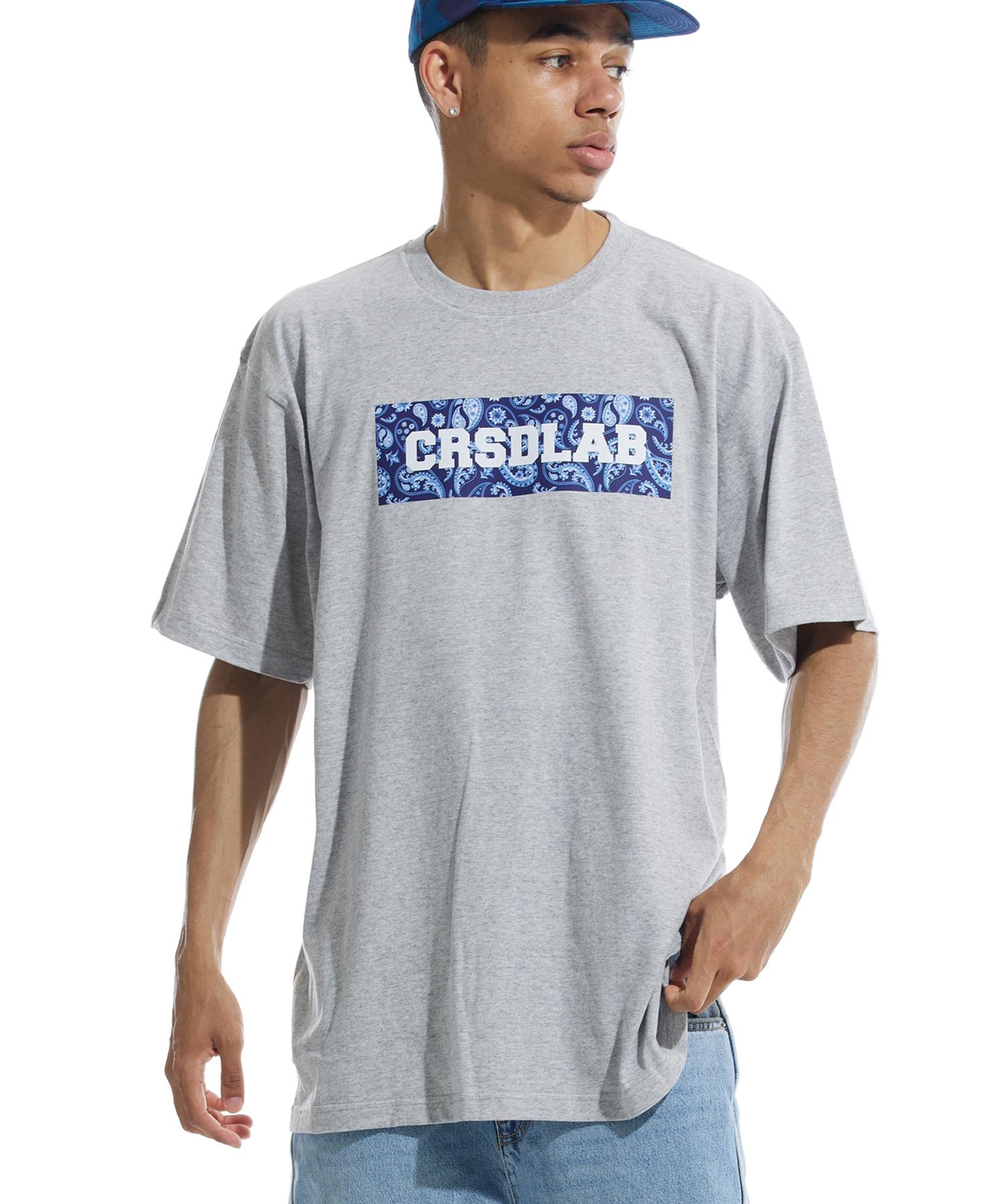 Cream Soda Lab Paisley Boxy Short Sleeve Tee Gray L