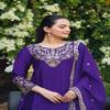 Regal Purple Embroidered Silk Suit with Matching Dupatta