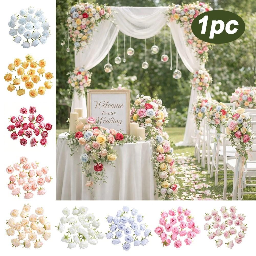 1pc Fashion Silk Artificial Flowers Table Wreath Realistic Simulation Flowers Diy Craft Soft Rose Heads Valentine's Day Gift