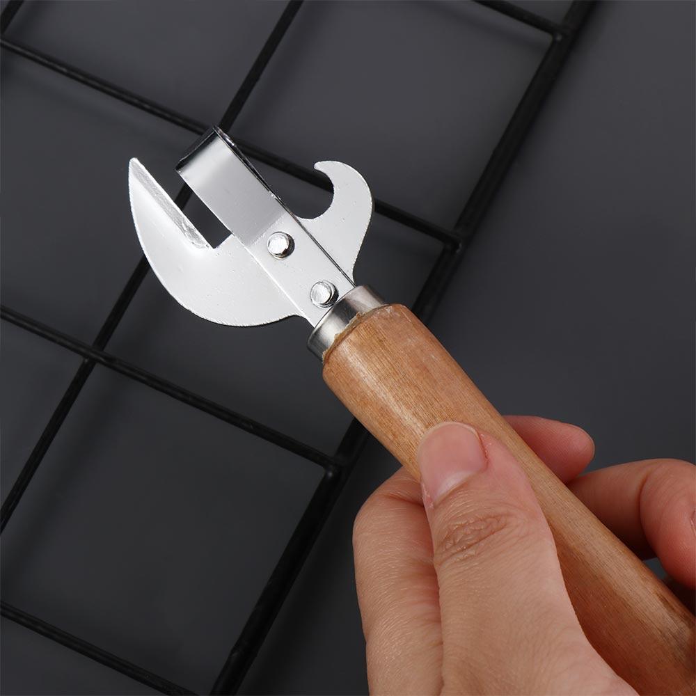2 In 1 Wooden Handle Can Opener Manual Lid Remover Kitchen Gadgets Bottle Opener  Wine Bottle