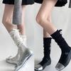 1/2/5 Pairs Lolita Long Socks Women Summer Ultra Thin Breathable Bandage Ribbon Bow Sweet Girls JK Black White Stockings