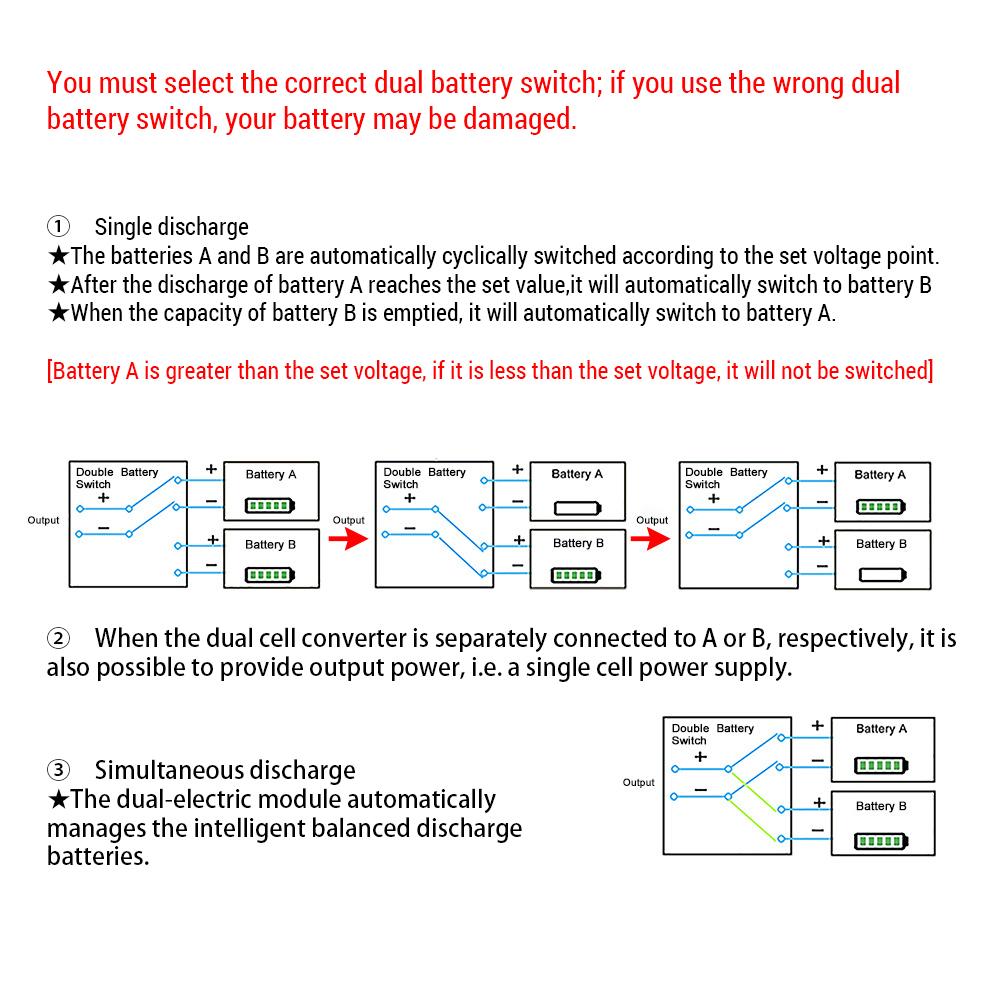 20V-72V 40A Dual Batterie Anschluss Elektrische Fahrrad Doppel Batterie Entladung Konverter
