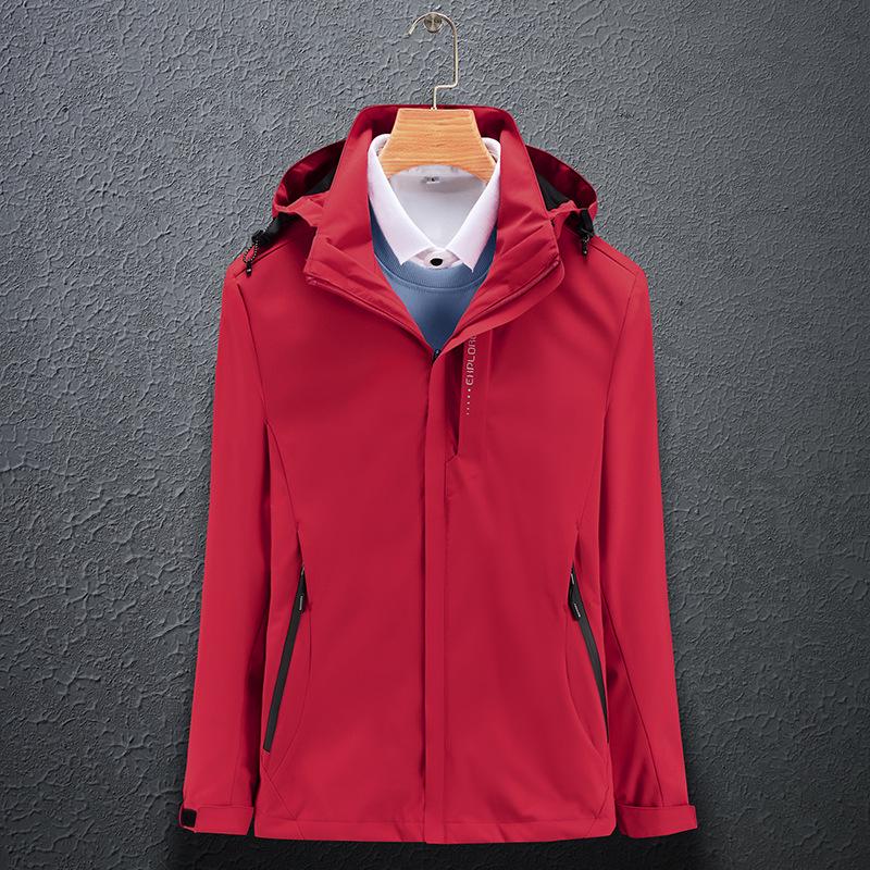 Spring & Autumn Outdoor Windbreaker, Detachable Hood, Solid Color Jacket for Men & Women