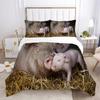 Pig Duvet Cover 3Pcs Lovely Animal Printed Bedding Set Cute Pet Comforter Cover King For Kids Boys Girl Children Bedroom Decor