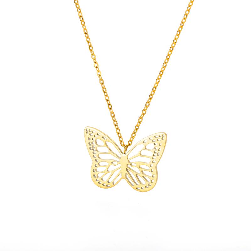 Stainless Steel Butterfly Pendants Necklaces for Women Goth Fashion Gold Color Choker Necklace Aesthetic Wedding Jewelry Gift