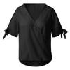 Women's Fashion Casual Color V Neck Short Sleeve Hollow Loose Shirt Top