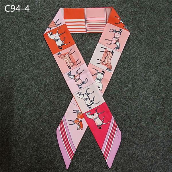 

New Scarf For Women Horse Plaid Printing Skinny Bag Scarf Brand Silk Foulard Women Tie Fashion Head Scarves For Ladies