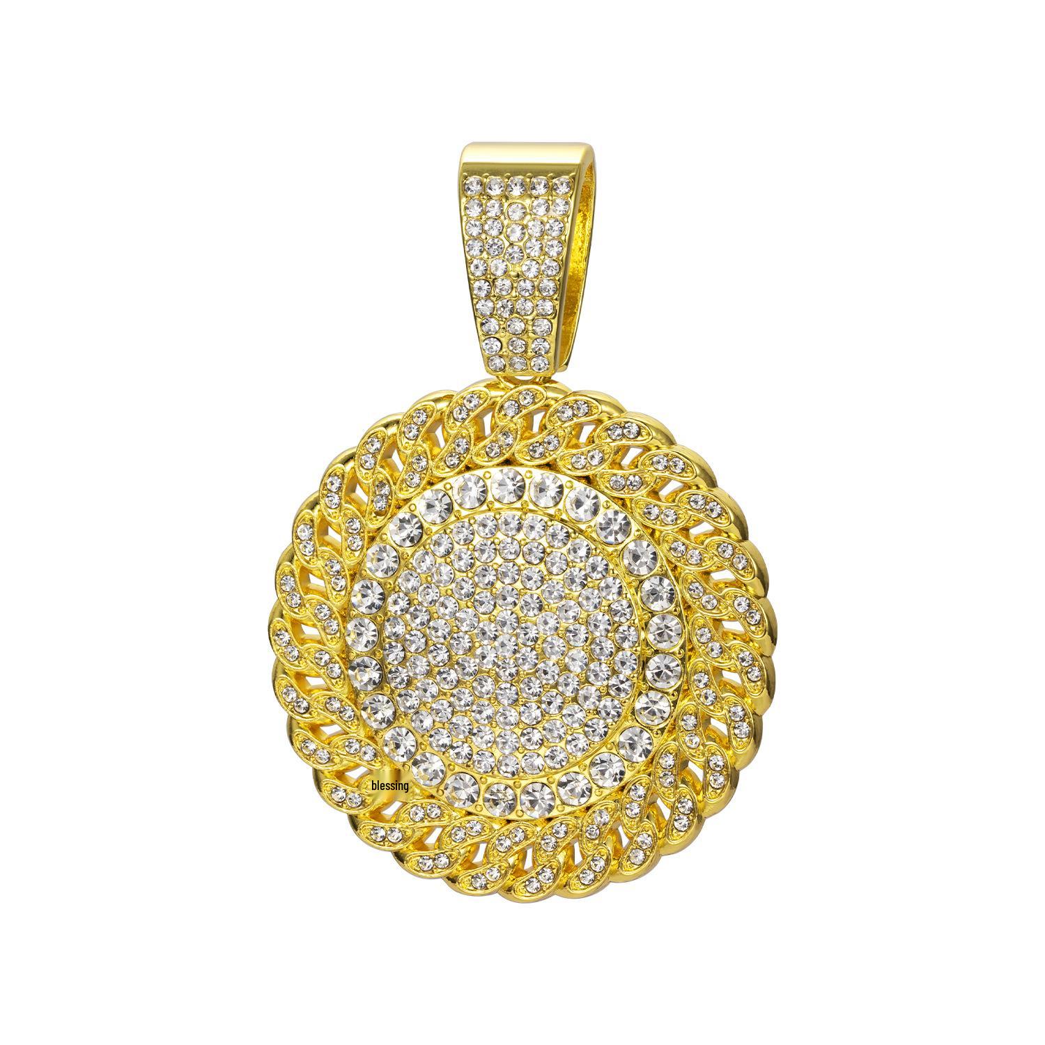 

Европейская и американская хип-хоп мужская подвеска из сплава с дизайном, полностью инкрустированным бриллиантами