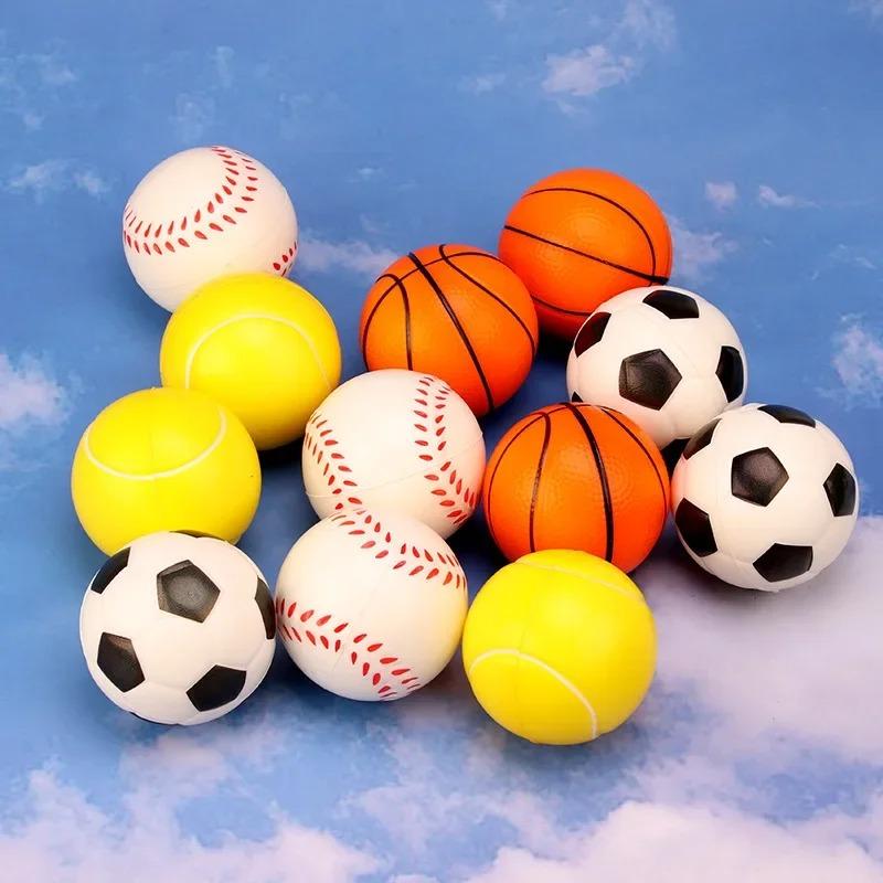 Sports Stress Balls Mini Foam Soccer Ball, Basketball, Football, Baseball Stress Toys for Anxiety Relief Birthday Party Supplies