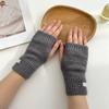 New Solid Color Half Finger Knitted Gloves Warm Thicken Half Gloves Conch Knitted Gloves Winter Autumn