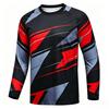 Autumn and Winter Men's Color Striped 3D Printed Crew Neck Long Sleeve T-Shirt