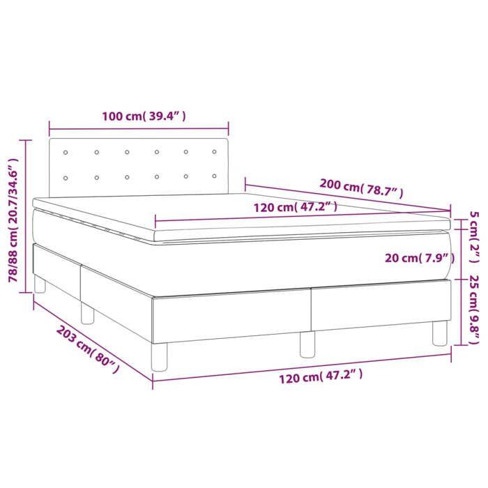 3141117 vidaXL Divan Bed with Mattress Grey 120x200 Cm Faux Leather