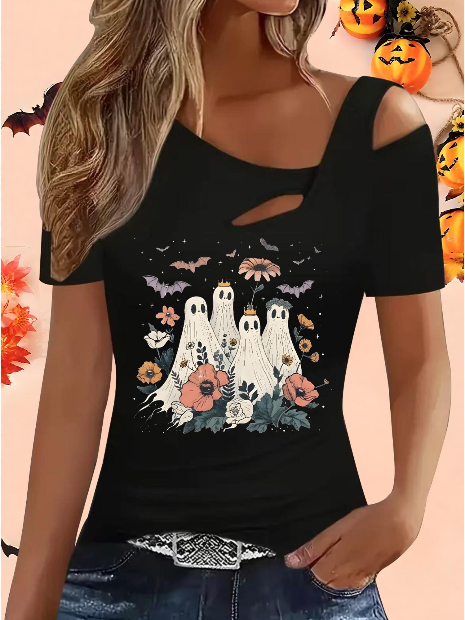 

Женские Свободные Топы Блузки Рубашки Подарок на Хэллоуин и Рождество XXL чёрный