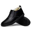 Chaussures d'hiver en cuir pour hommes Chaussures mi-hautes en coton Chaussures de conduite chaudes rembourrées Chaussures en cuir décontractées noires Chaussures pour hommes