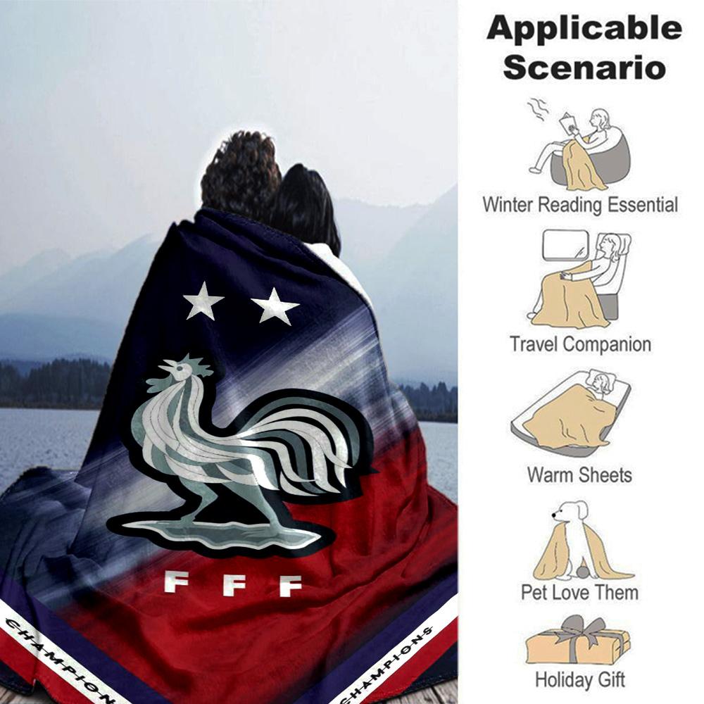 France FFF Print Flannel Blanket High Quality Warm Comfortable Cover for All Seasons Perfect for Gifts Home Decor