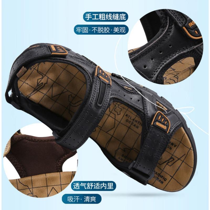 Fashion Designers Men's Sandals Luxury Genuine Leather Men's Sandals   High Quality Soft Casual Sandals for Men Beach Hiking Men's Shoes