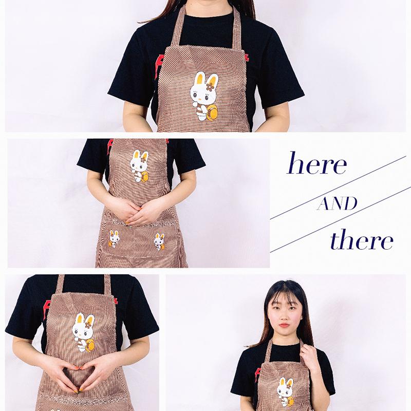 Cute Little Rabbit Print Apron With Waterproof Fabric And Front Pocket Perfect For Home Kitchen Cooking Baking
