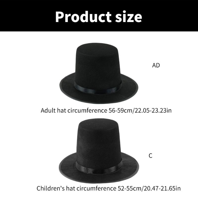 Vintage Black Top Hat Satins Ribbon Belt Caroler Snowman Costume Accessory for Adults and Teens Formal Occasion