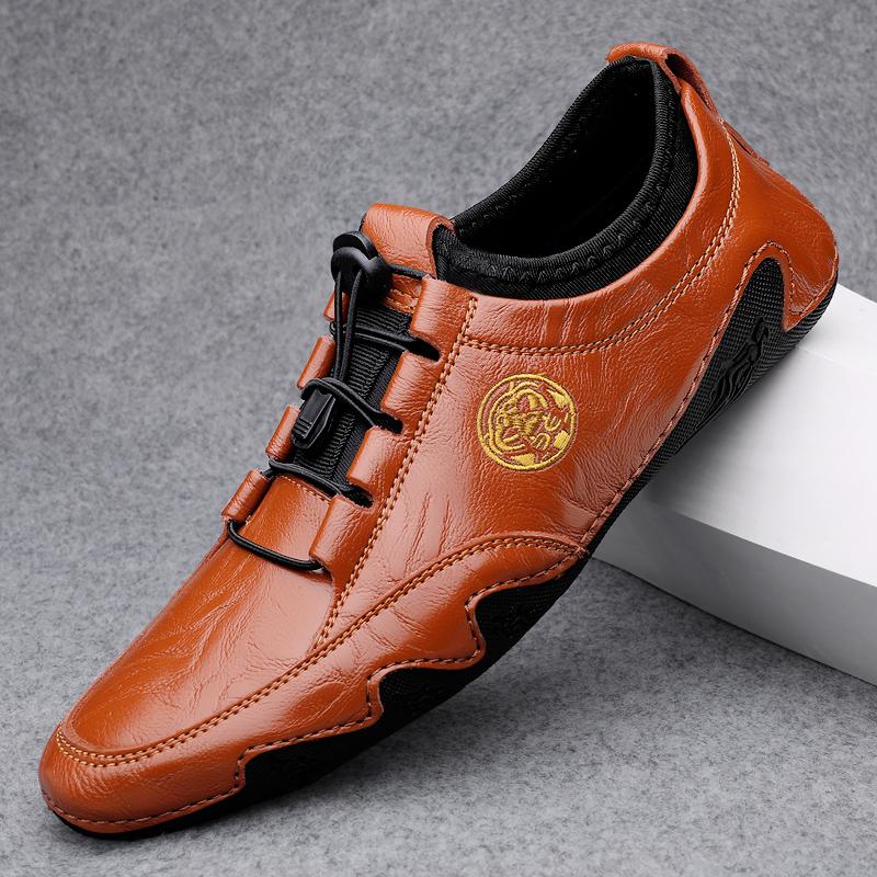 

Мужская кожаная повседневная обувь, кроссовки на шнуровке, дышащая мужская обувь для ходьбы, кроссовки ручной работы 44 коричневый