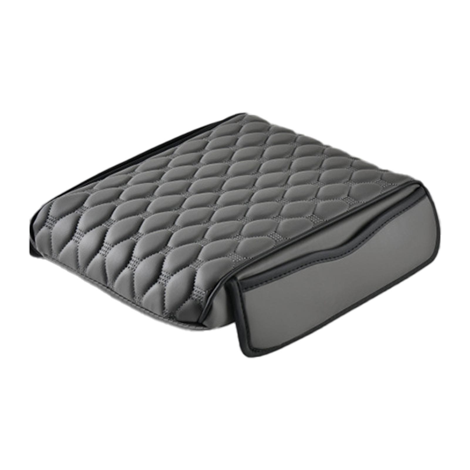 Car Armrest Mat Center Console Covers Vehicle Arm Rest Box Pad Leather Arm Rest Protection Cushion Storage Pocket серый