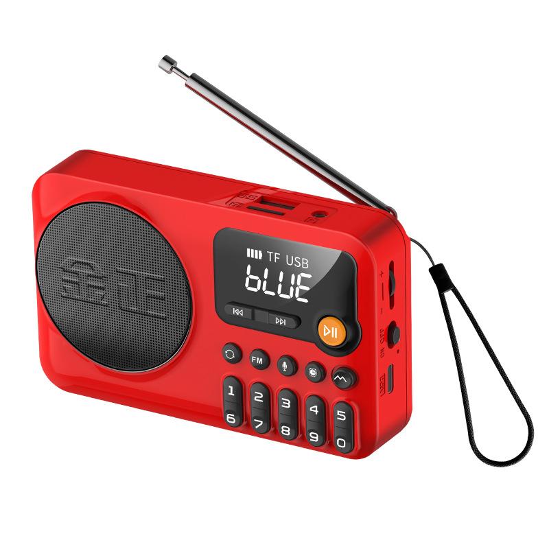 

Portable Digital FM Radio HD LED Display Radios Wireless Bluetooth Speaker Timed Shutdown Music Player Support Recording TF USB червоний