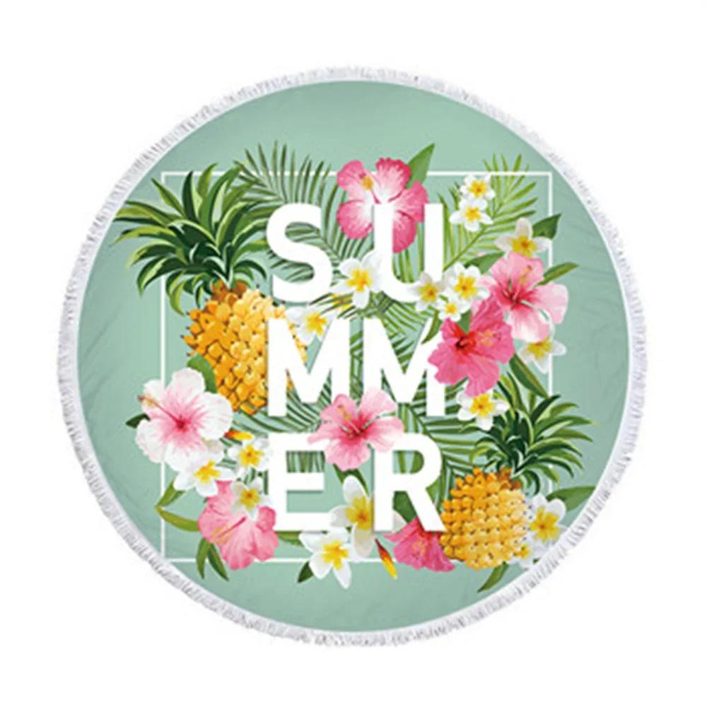 Carton Pineapple Round Beach Towel Tassel Bohemian Flamingo Large Blanket Picnic Yoga Mat travel Boho Tablecloth Beach towel