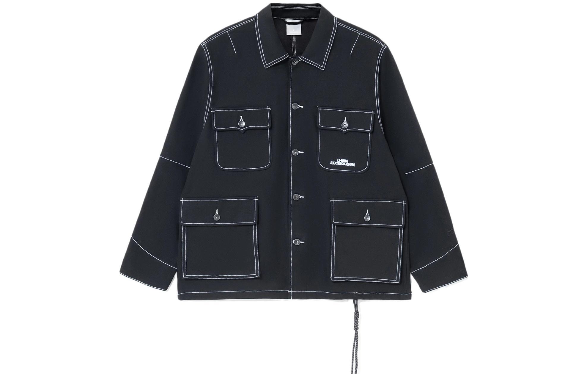 Li Ning Skateboard Jackets Men s Black Lapel Moderate Other AFDS103-1 L